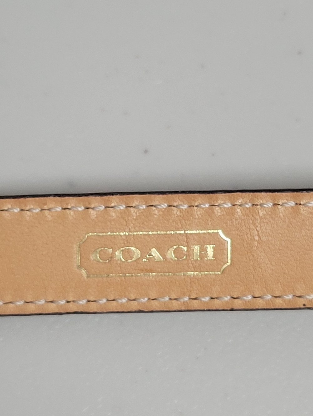 Coach New Mad Skinny LTH Belt 90151 GD/MA Large Brown Leather Belt. - Picture 7 of 9